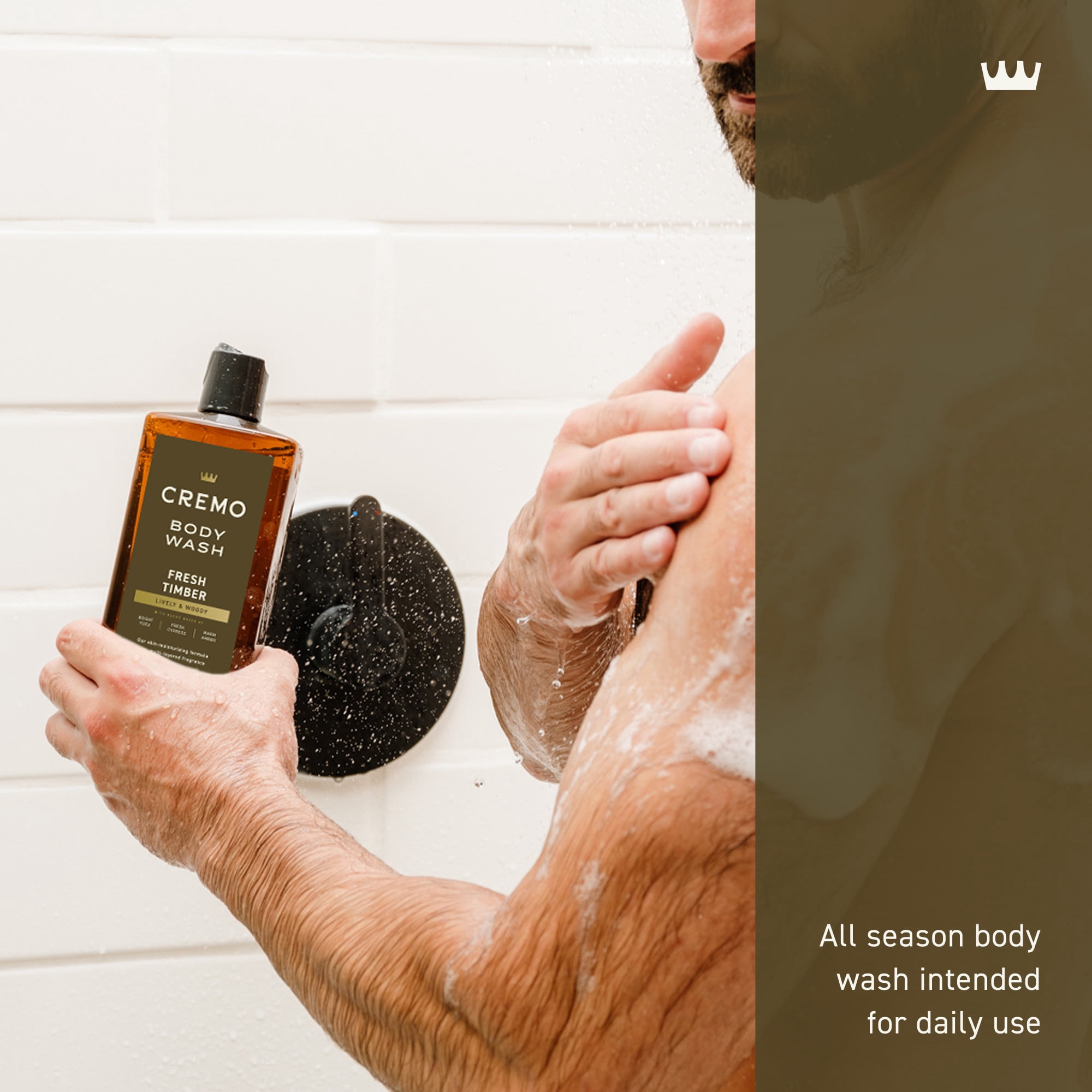 Cremo Men's Body Wash, Fresh Timber Scent, 16 fl oz