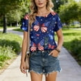 thumbnail image 4 of KDDYLITQ States 250th Anniversary Shirts Womens Usa Star Stripes Crew Neck Red White Blue Tees Usa Flag Short Sleeve Lightweight Tops Birthday Work Clothes Blue S, 4 of 5