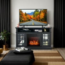 YYAo TV Stand, Television Console Table,Entertainment Center,48 Inch Electric Fireplace TV Stand with Cabinets for TVs Up to 55 Inch-Black