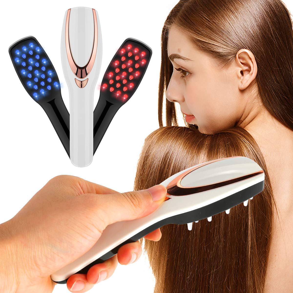 Reactionnx 3 In 1 Phototherapy Scalp Massager Comb For Hair Growth