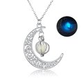thumbnail image 3 of BGZLEU Glow in The Dark Silver Crescent Moon and Orb Necklace - Glowing Moon Charm - Magical Fantasy Fairy Glowing Necklace - Glow Jewelry, 3 of 8