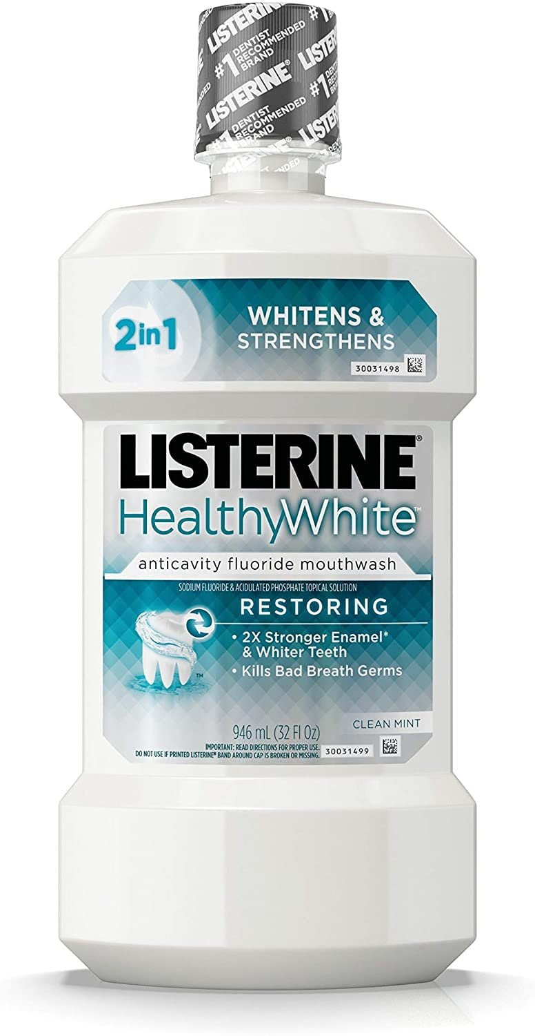 Listerine Healthy White Restoring Fluoride Mouth Rinse, Anticavity
