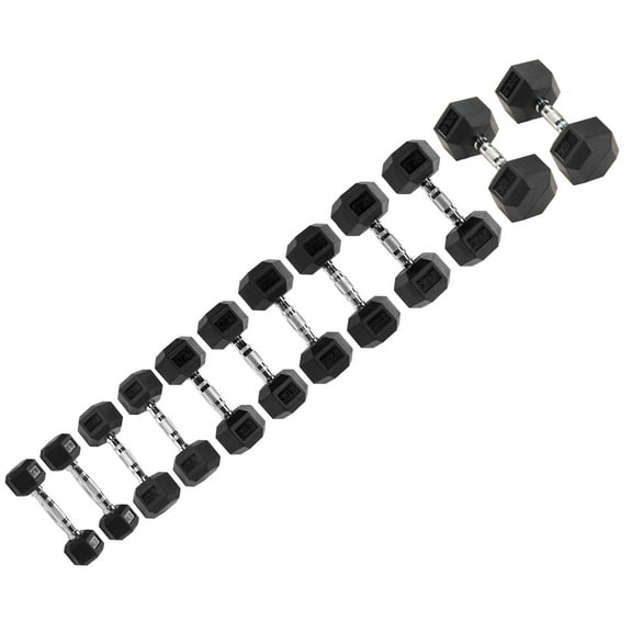 Signature Fitness Hex Dumbbells Strength Workout Equipment Set, 210 lbs