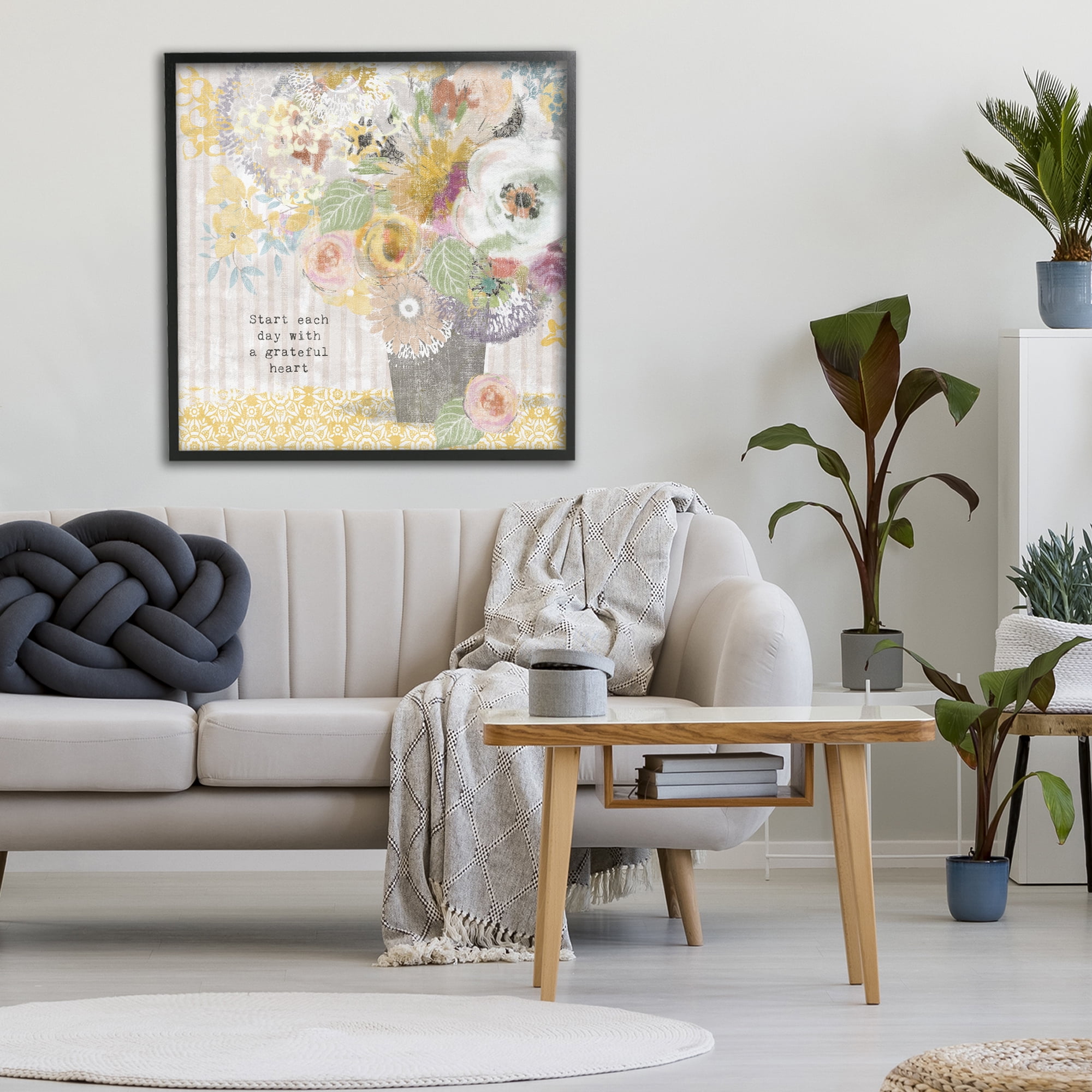 Stupell Industries Floral Inspirations Grateful Heart Black Framed Giclee Art, design by Suzanne Nicoll