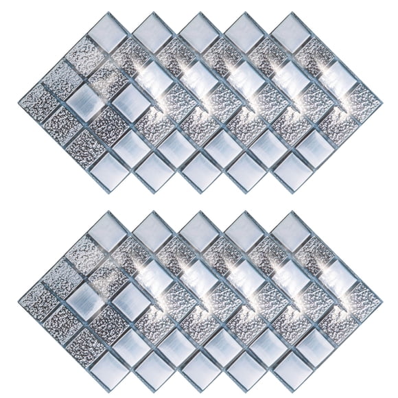Luxshiny 10Pcs Decorative Tile Stickers PVC Material for Living Room Bathroom and Kitchen Walls