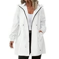 thumbnail image 2 of Women's Plus Size Long Waterproof Rain Jacket, Lightweight Hooded Windbreaker, Casual Outdoor Hiking Coat, Foldable Raincoat for Travel, All Season Rainwear, Packable Rain Jacket White XXXXXL, 2 of 6