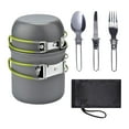 thumbnail image 4 of LOVIVER Kit de Cuisine de Camping avec Couverts Léger pour Randonnée Poignée Pliante Poignée Verte, 4 of 8
