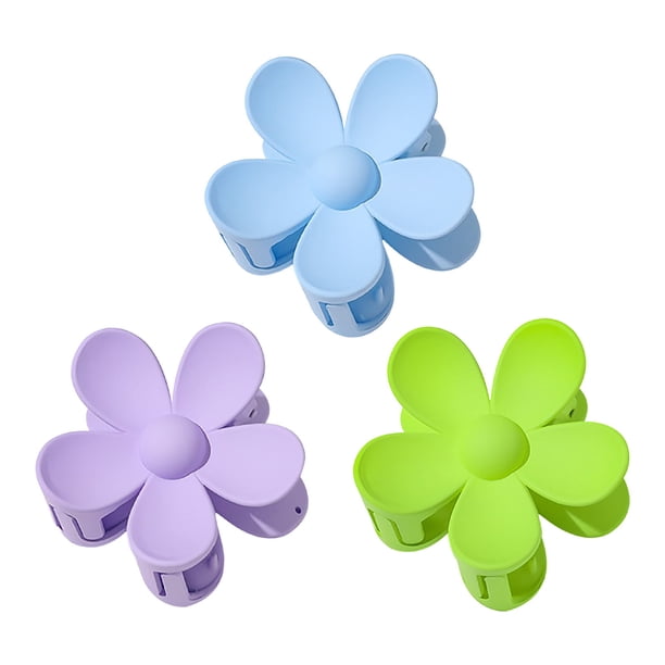 Pinzas para el cabello para mujeres, pinzas para peinar, pinzas para el cabello para niñas, 3 horquillas grandes con flores de colores brillantes para niñas, accesorios para el cabello.