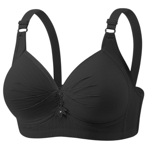 UoCefik Womens Bras No Underwire Seamless Supportive Wireless Bra V Neck Full Coverage Push Up Bralettes Breathable Comfy Everyday Bras(Black,38)