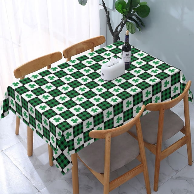 Boovnll Nappe de la Saint-Patrick Nappe Trèfles Nappe Ronde Nappe Carrée Nappe Lavable Décoration de Table de Fête de la Saint-Patrick, Décorations de la Saint-Patrick