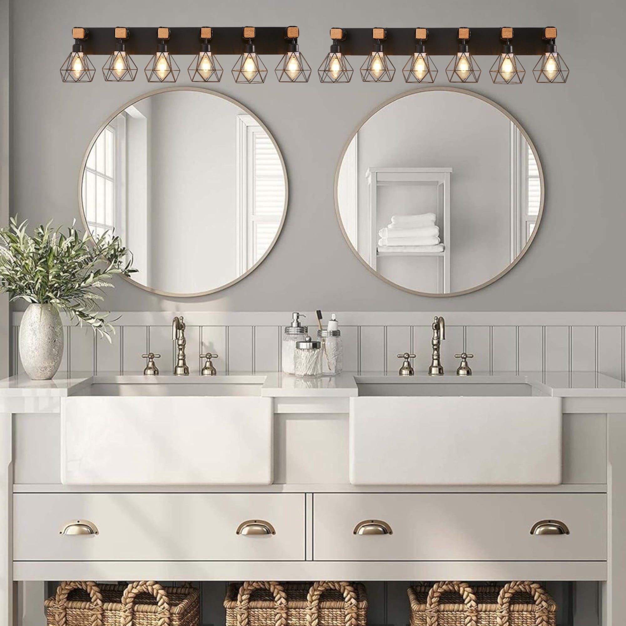 JESTOP Farmhouse Bathroom Vanity Light with 4/5/6 Lights for Bathroom, Hallway (Bulb Not Included)