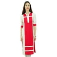 thumbnail image 1 of Phagun Kurta Kurti Droite en Rayonne pour Femmes à Panneaux, Manches 3/4, Tunique Blouse Décontractée d'Été, 1 of 7