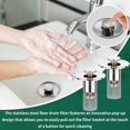 thumbnail image 5 of 3 in 1 Sink Drain Strainer with Hair Catcher,2PCS Stainless Steel Popup Sink Stopper with Basket for Bathroom Kitchen Shower,Pop-up Bounce Core Floor Basin Drain Filter,Replacement Sink Plug, 5 of 7