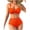 Orange, variant on Bathing Suit Cover up for Women Women's Full Cover Swimsuit V Neck Padded High Waisted Ruched Bikini Set Two Piece Bathing Suit Summer Beachwear Blue S