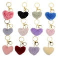 thumbnail image 2 of GOOHOCHY 12 colgantes de corazón con pompones, llaveros con forma de corazón, pompones de colores, decoraciones, colores surtidos, 2 of 8