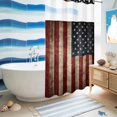 thumbnail image 5 of No Hook Shower Curtain with Built-in Rings - 4th of July Washable Waterproof Fabric Bathroom Curtains for Hotel,Rentals, Stall 36 X 78 Inch , Retro USA Flag, 5 of 9