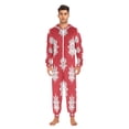 thumbnail image 4 of 1 Piece Adult Onesie Pajamas Cozy & Loose-Fit Sleepsuit Loungewear with Pockets White Snowflakes Seamless Pattern X-Small, 4 of 7