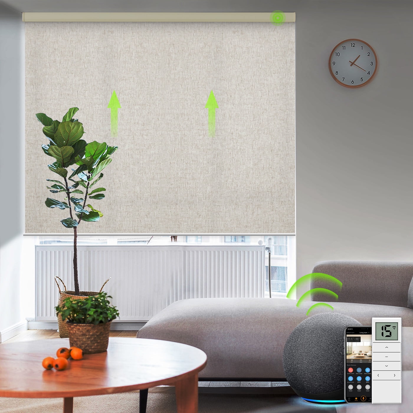 Yoolax Motorized Window Shade Smart Blind with Remote Control Half