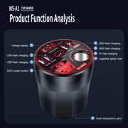 Car inverter 12V24V to 220V power converter multifunctional car socket charger mobile phone fast charging,black