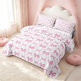 thumbnail image 3 of Erosebridal Cute Bow-Tie Twin Quilt Set, Chic Bowtie Twin Coverlet Set, Pink Reversible, Watercolor Pink, 2 Pieces (1 Bedspread and 1 Pillowcase), 3 of 7