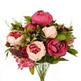 thumbnail image 3 of Naiovety Ramo de peonía exquisito hermoso adornos de decoración de boda ramos artificiales artesanía casa calcomanía flores falsas Kits de decoración para fiestas Rosa oscuro, 3 of 6