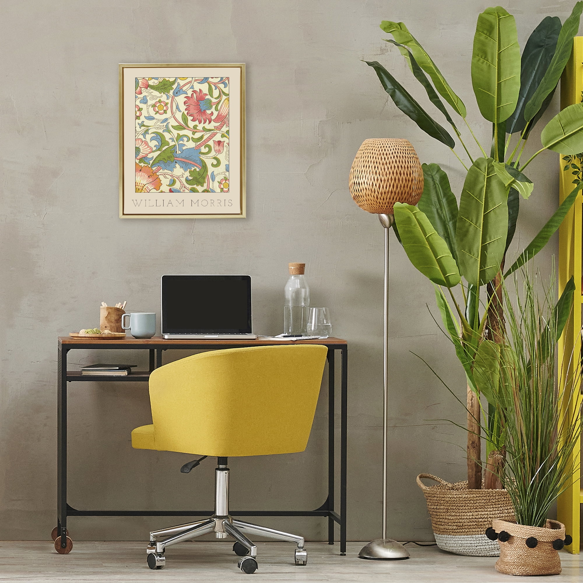 Stupell Industries Stylish Boho Classic Flowers Gold Framed Floater Canvas Wall Art, design by Lil' Rue