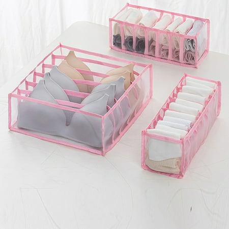 

Transer 3PC Underwear Organizer Sock Drawer Organizer Bra Organizer Divider Folding Closet Storage Box Small Dresser Organizer for Underwear Socks Stockings Handkerchiefs Ties