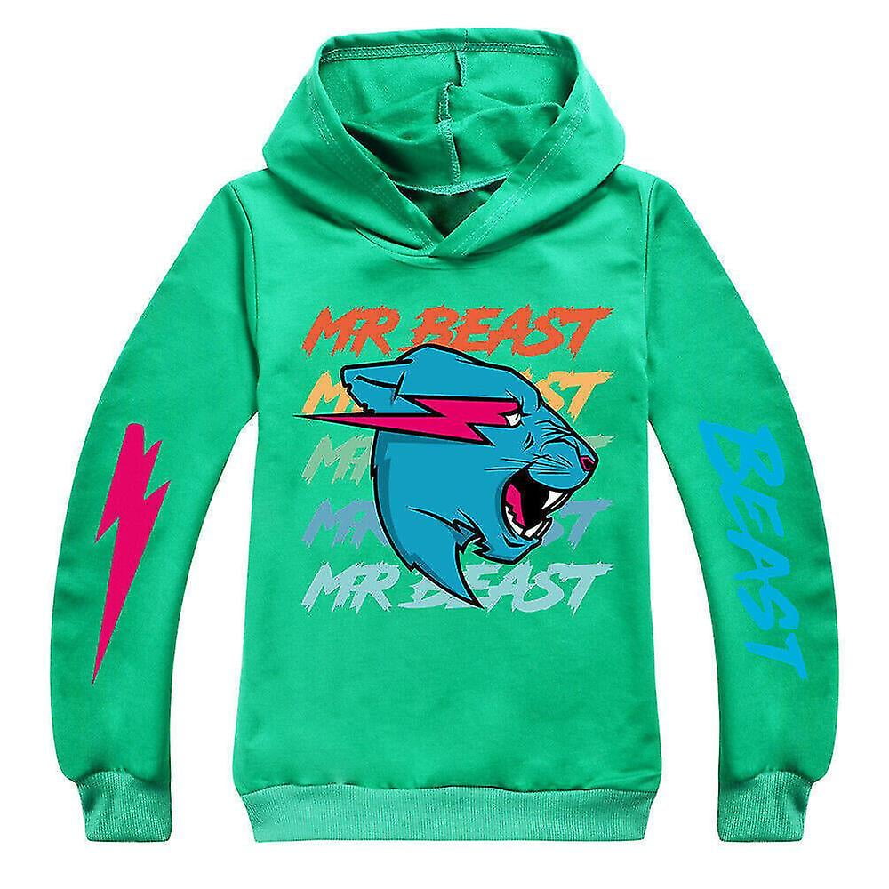 Mr Beast Lightning Cat Teens Kids Print Classic Hoodie Casual Long
