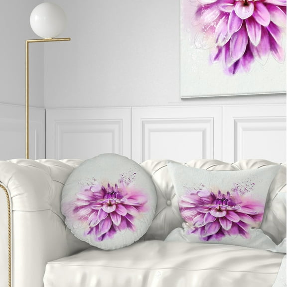 Designart Beautiful Pink Watercolor Flower - Floral Throw Pillow - 12x20