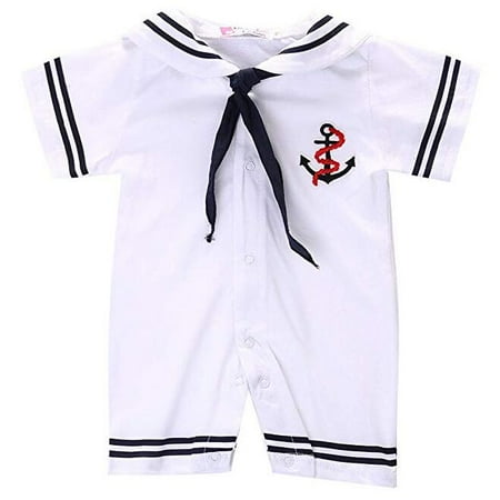 White Stripe Romper - Baby Boy Girl White Anchor Sailor Short Sleeve Romper Jumpsuit Stripe Costume Clothes