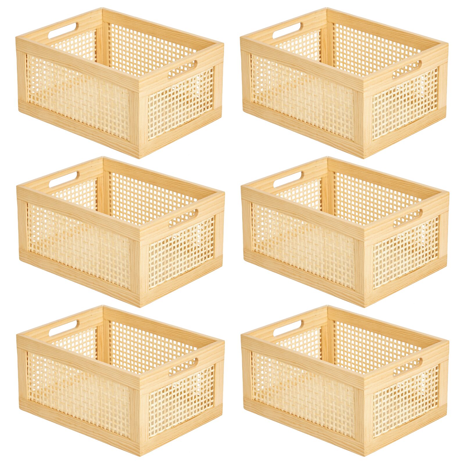 mDesign Small Decorative Wooden Crate Storage Box, Rustic Pine Wood Organizer Bin Basket w