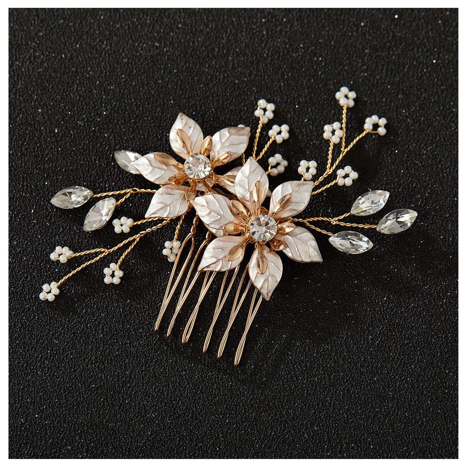 Bqhagfte Gold Bridal Hair Comb Handmade Wedding Hair Clip Wedding Hair Accessories For Women