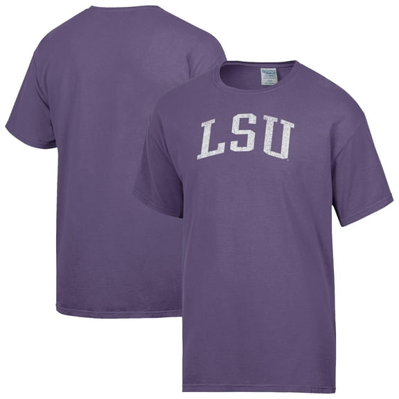 Men's-ComfortWash  Purple LSU Tigers Distressed Arch T-Shirt