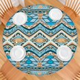 thumbnail image 2 of Elasticized Hem Boho Style Tablecloth - Floral Print Fits 52-56 Inch Round Tables - Stretchable Dining Table Cover, 2 of 7