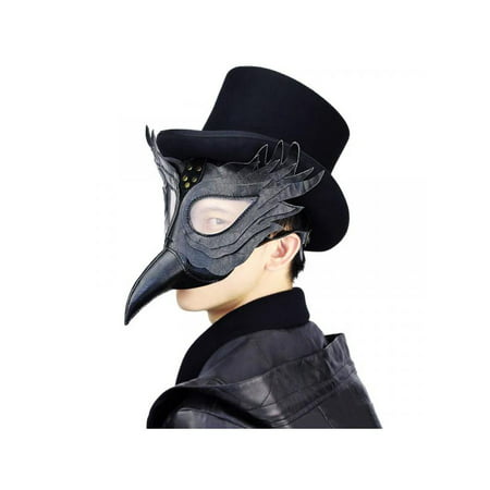 MarinaVida Plague Doctor Mask Halloween Costume Bird Long Beak PU Leather Steampunk