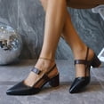 thumbnail image 4 of GERsome Women's Block Heels Pointy Closed Toe Summer Slip On Comfort Slingback Dress Shoes for Work Wedding Party, Black Size 7.5, 4 of 9