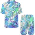 thumbnail image 2 of PRIYAL Men's Short Sleeve Pajama Sets Button Down Collar Sleepwear Soft Lounge Pjs Set Lightweight Men's Outfits, 2 of 12