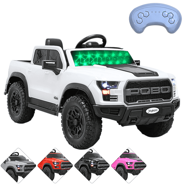 Camioneta Eléctrica Montable para Niños 12V Control Remoto Bluetooth Luces Sonidos Apta desde 3 Años - Blanco