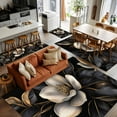thumbnail image 5 of 4x6Ft Area Rugs Black Gold Flower Non-Skid Rubber Backing Large Rectangle Rugs - Living Room Bedroom Home Office, Gradient Luxurious Floral Botanical Indoor Floor Mat Carpets Washable Rug, 5 of 9