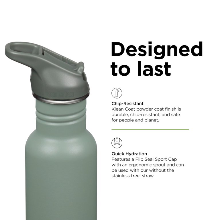 Klean Kanteen, Water Bottle, 18 oz, Leakproof Sport Cap & Straw