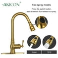 thumbnail image 5 of Akicon Pull Out Kitchen Faucet with Deck Plate, Single Level Solid Brass Kitchen Sink Faucets with Pull Down Sprayer - Brushed Gold, 5 of 5