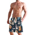 thumbnail image 2 of Dailycode Men's Quick Dry Swim Trunks Beach Shorts Casual Summer Board Shorts with Pockets, Various Happy Dogs, 2 of 8