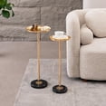 thumbnail image 3 of YWEN Adjustable Side Table, Small Tea Martini Table, Gold, Natural Marble Decorative Pedestal End Table for Display and Storage (Gold + Large), 3 of 9