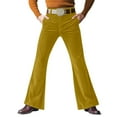 thumbnail image 2 of Men's Vintage 60s 70s Bell Bottom Pants, Classic Comfort Flared Jeans Retro Disco Outfits for Theme Parties and Events (Without Belt),Yellow,L, 2 of 6