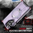 thumbnail image 2 of For Samsung Galaxy Z Fold 7 Case [Compatible with MagSafe] 360°Rotatable Magnetic Ring Invisible Stand [Drop Protection] Armor Shockproof Military-Grade Protection Anti-Scratch,Purple, 2 of 8