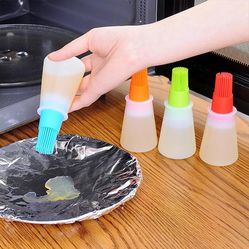 Green Silicone Oil Bottle Brushes BBQ Grill Heat Resistant Pastry Basting Brushes for Honey Wine Sauce,1Pc