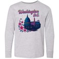 thumbnail image 3 of Inktastic Washington D.c. Skyline Cherry Blossoms Long Sleeve Youth T-Shirt, 3 of 5
