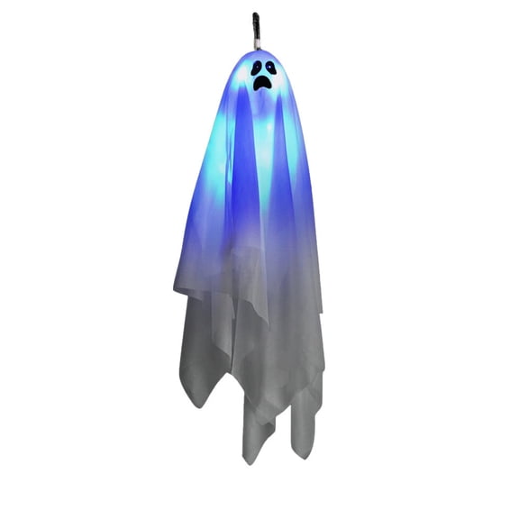 Animated Hanging Ghost Halloween Decoration with Motion Activated Blue LED Lights & Sound, Floating Ghost for Porch, Yard, Tree, Indoor Outdoor Halloween Party Decor