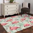 thumbnail image 3 of 3'x5' Rug for Living Room Bedroom, Red Flamingo Washable Area Rugs Non-Slip Carpet Mats, Summer Tropical Plants Leaves Botanical Green Indoor Low Pile Area Rug Runner for Kitchen, Mudroom, 3 of 8