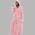 thumbnail image 6 of LangJing Mens Plush Hooded Robes Full Length Fleece Hooded Bathrobe Thick Warm Cozy Bath Shower Robe Absorbent Quick Dry Outdoor Pink,L, 6 of 6